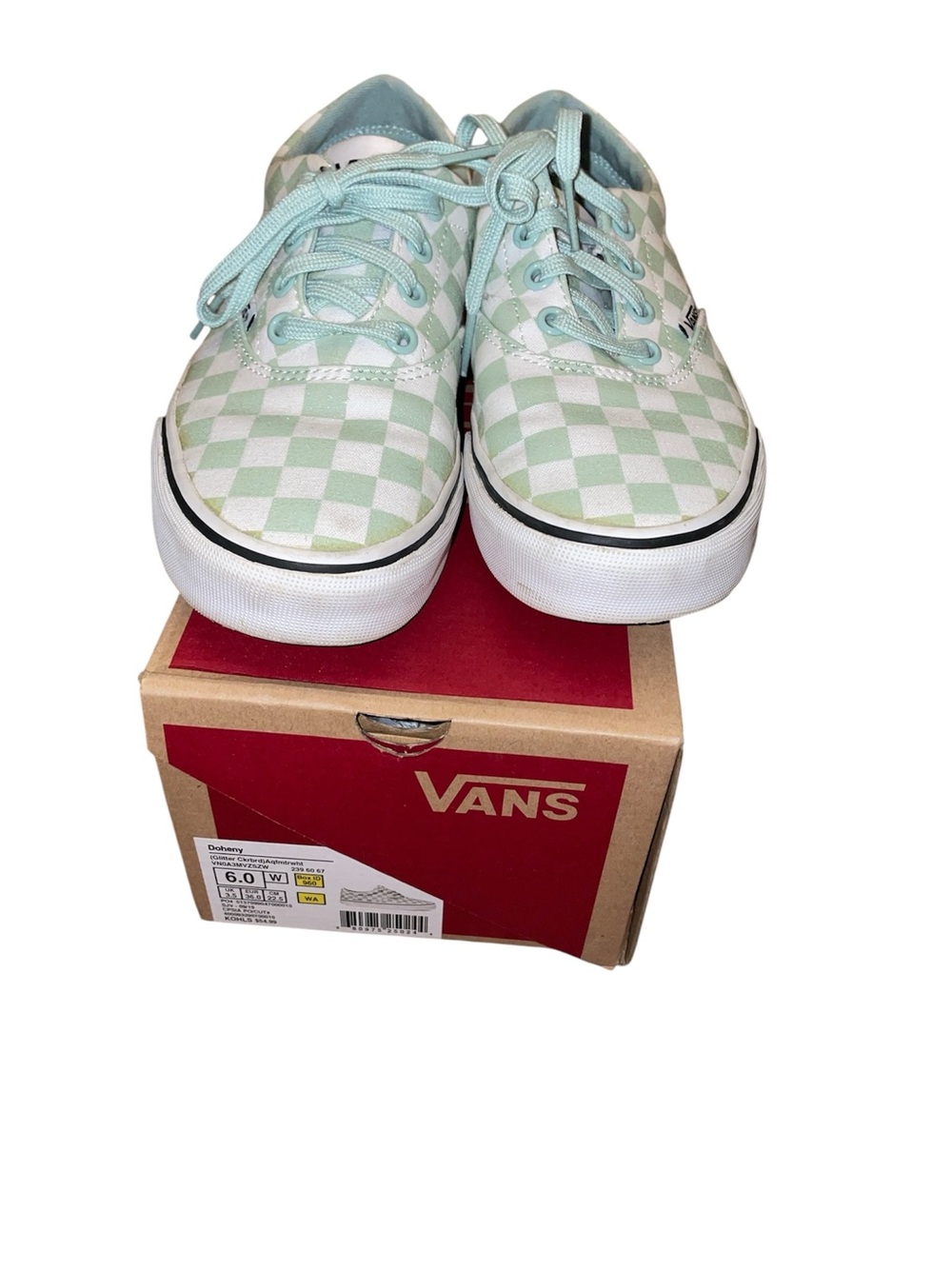 Vans green and white checkered sneakers